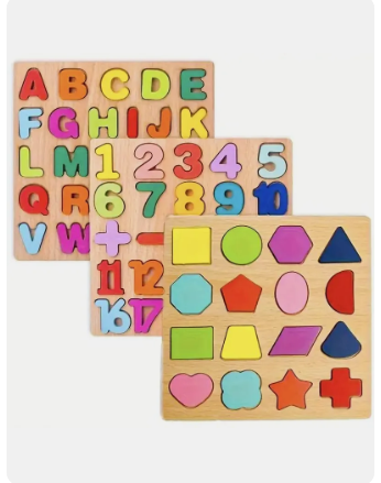 3in1 Wooden Learning Educational ABCD Board for Kids Activity Toys for Toddlers