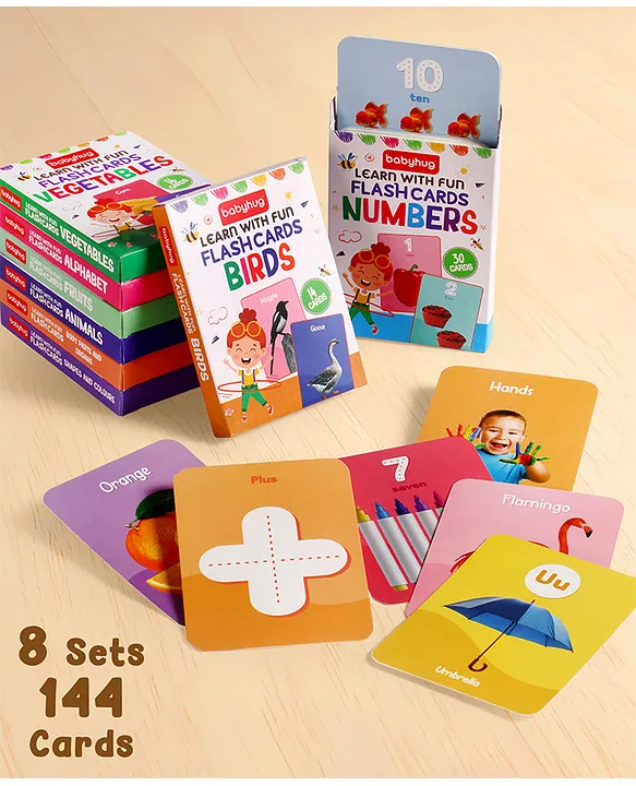 150 Piece Early Learning Flash Cards 8 Themes in One|