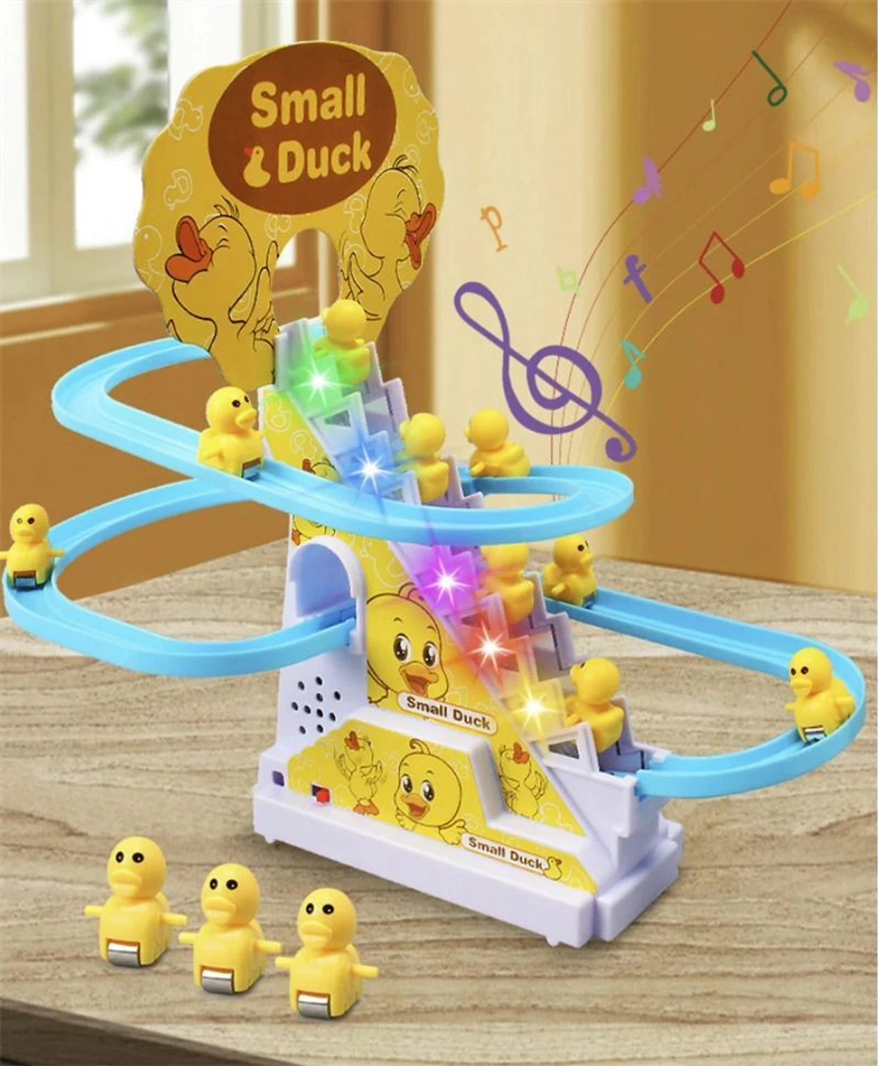 130-Duck Slide Toy Set, Automatic Stair-Climbing Race Track Set-DUCK TRACK-40 (Multicolor)