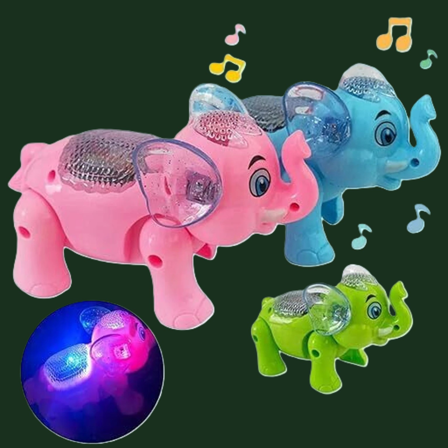 3 Jokers Walking Elephant Toy- Premium Plastic Electronic Pet for Kids (Random Color) (Multicolor)
