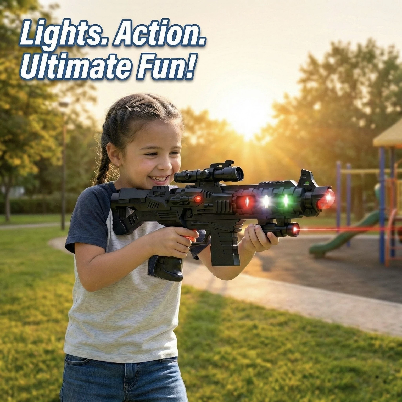 Battery Operated 3D Projection Strike Toy Gun (Black)
