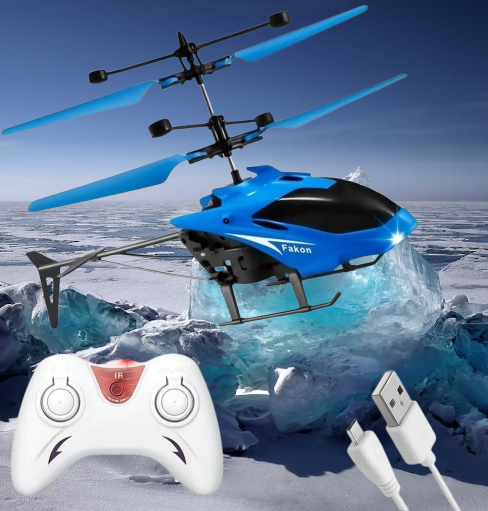 Light Helicopter with Remote Control & Hand Gravity Sensor – Flying Toy for Kids (Blue)