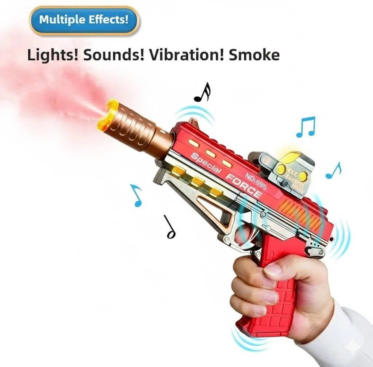 Toys Smoke Effect Toy Gun with LED Lights & Recoil Simulation (Multicolor)