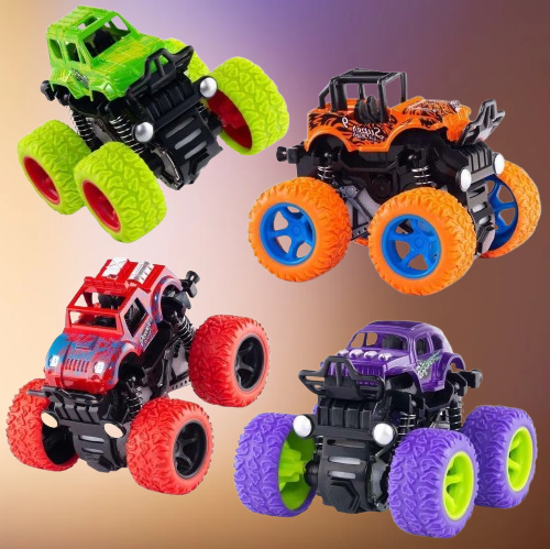 Mini Monster Trucks Friction Powered Cars for Kids 4 COMBO (Multicolor