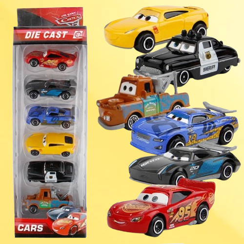 Learn With Fun Die Cast Metal Unbreakable Push Black Storm Racing Car Set Toys (Multicolor, Pack of: 6)