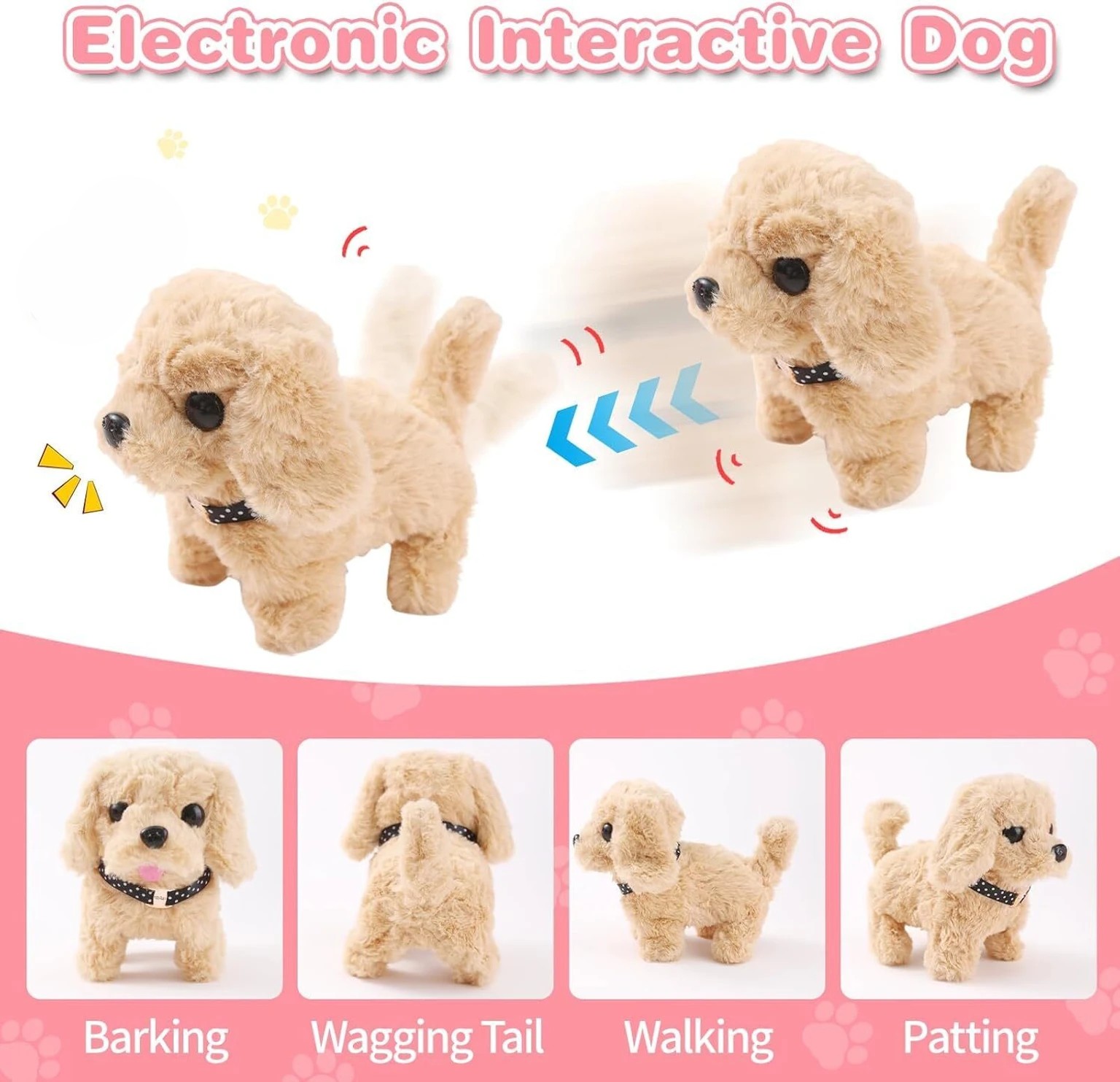 Walking, Barking & Jumping Pup for Kids| Tail Wagging Cute Realistic Pet (Brown)