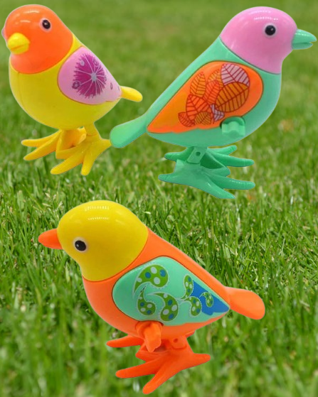 Pack of 3 Key Operated Jumping Bird Wind up Flipping Animal Toy for Kids Rattle (Multicolor)