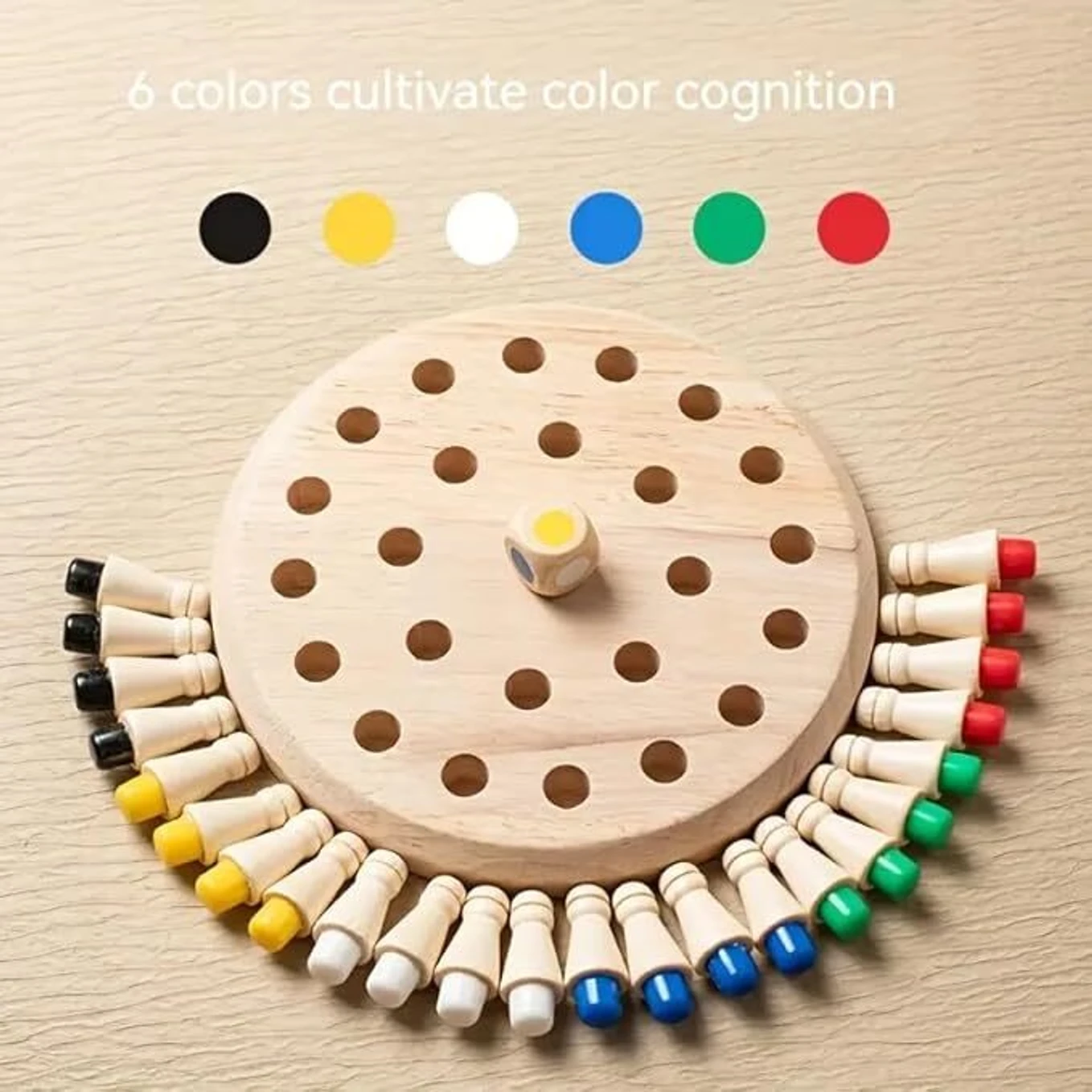 Wooden Color Matching chess Board Gmae with Dice, Brain Puzzle Toy for Kids