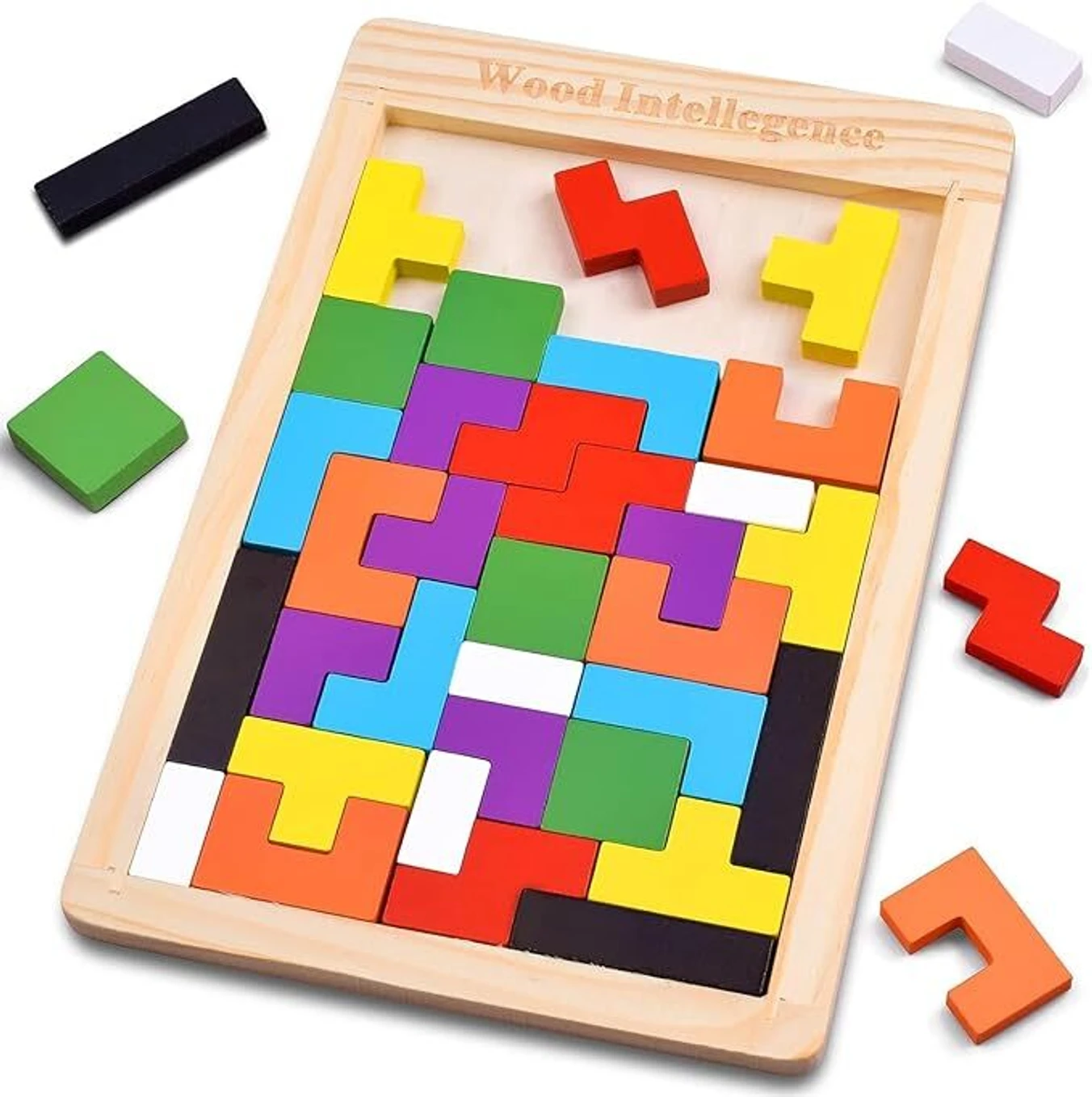 Wooden Blocks Puzzles for Kids Adults, Wood Intelligence Kids Toys for 2-5 Years