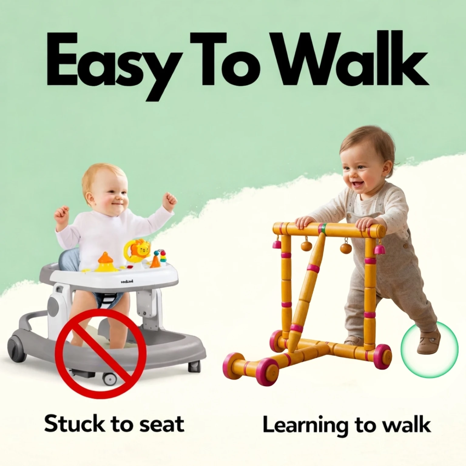 Wooden Activity Baby Walker for Kids Yellow Inflatable Sofa/ Chair (Multicolor)