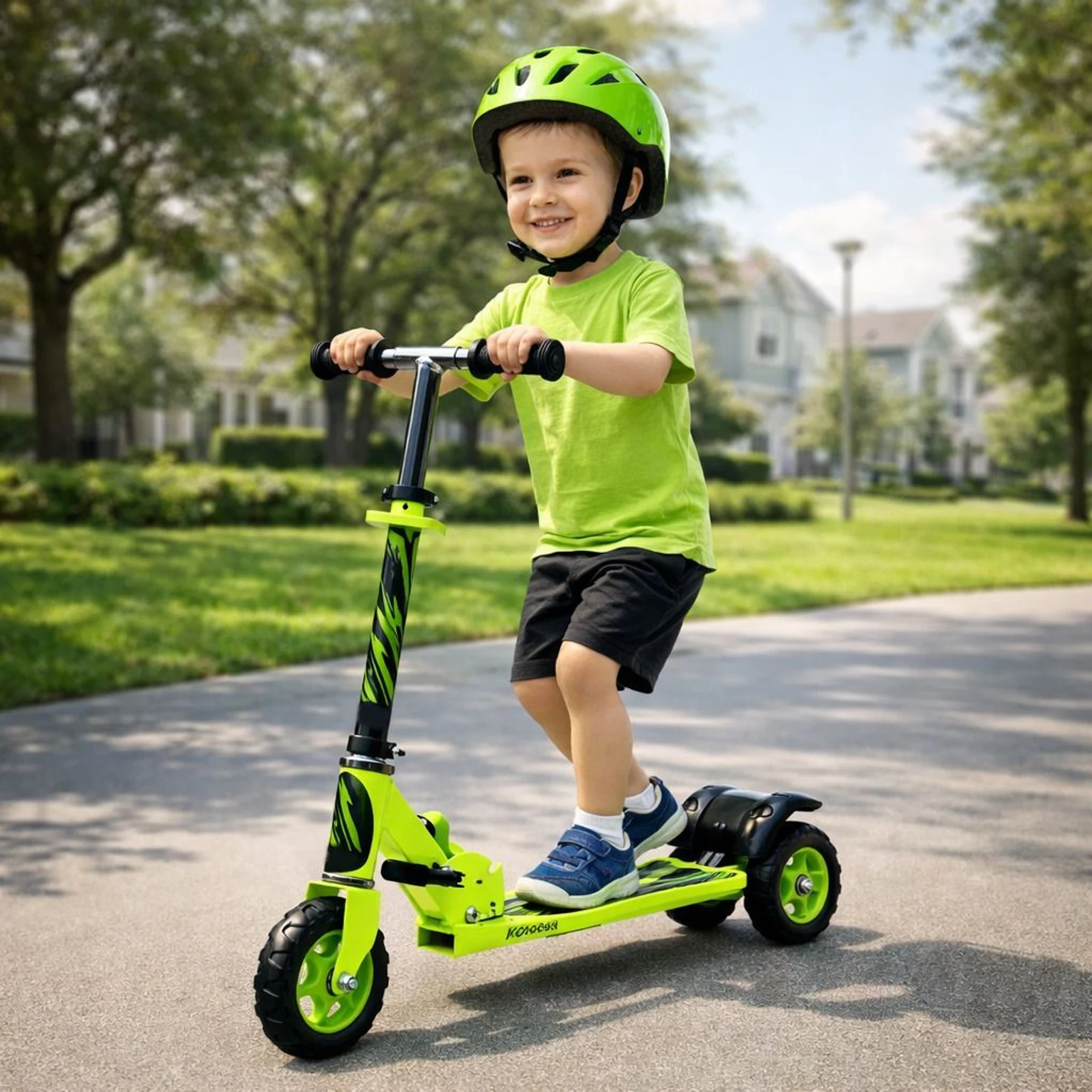 Foldable Scooter With Suspenion System, 50kg Weight Capacity, Age 5-10Yrs (Green)