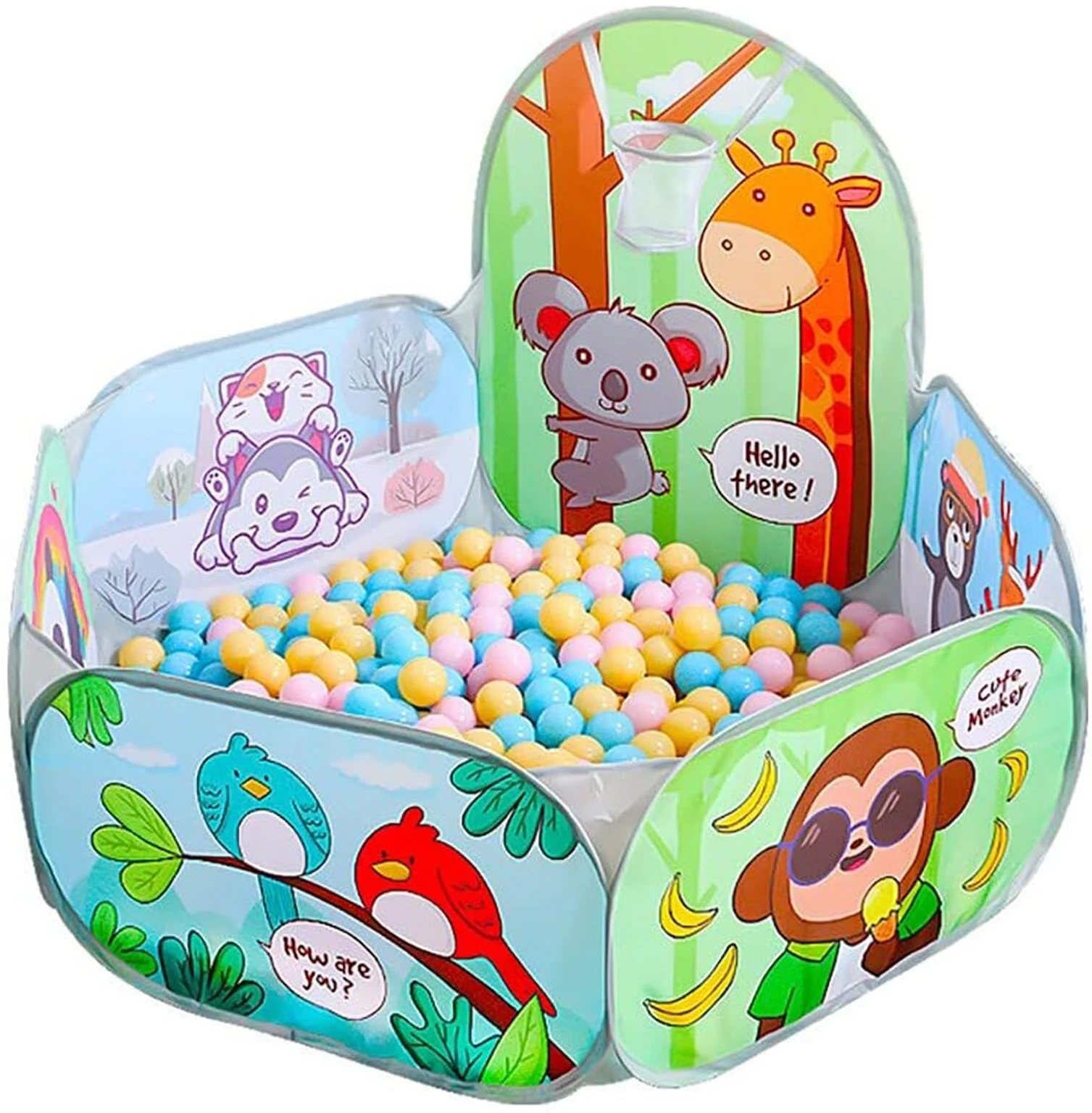 X-X-Large Mesh Cartoon Theme Pop-Up Activity Basket Ball-Pool (Multicolor)