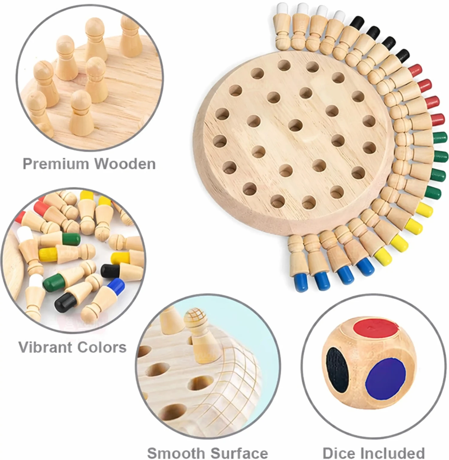 Wooden Memory Chess Color Matching Brain Game for Kids 3+ Educational Board Games