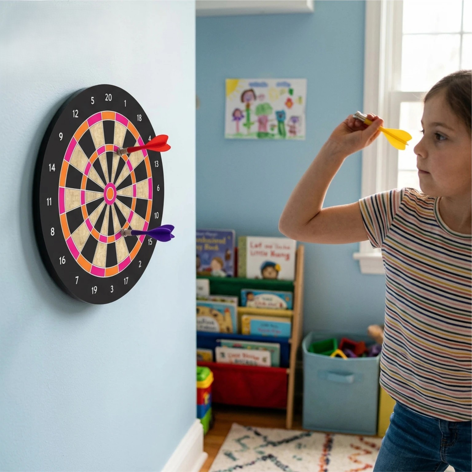 Toys 8.8-Inch Magnetic Dart Board with 3 Magnetic Darts – Safe & Fun Game for Kids Dart Board Game