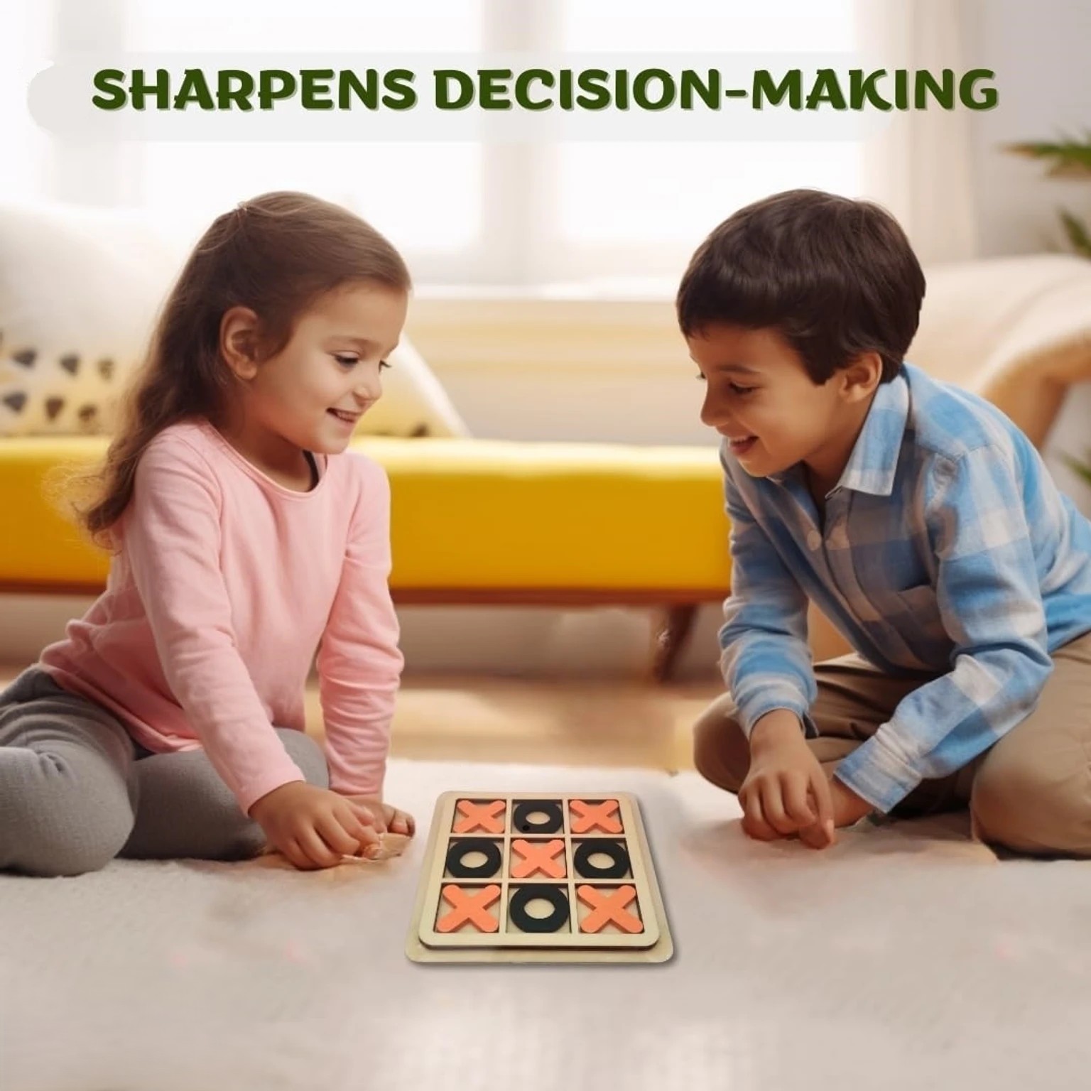 Gift Collection Wooden Tic Tac Toe Mind Challenging Cross & Zero Board Game For Kids & Adults Strategy & War Board