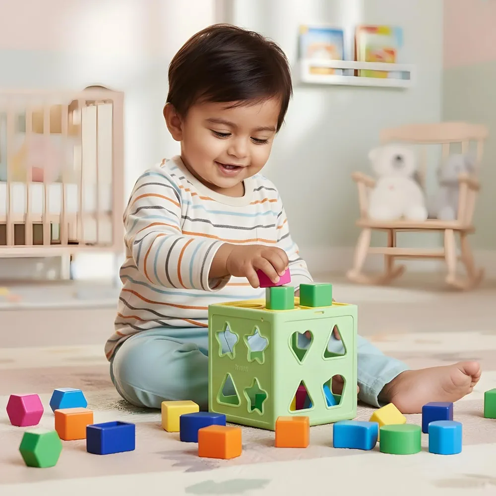 Kids Mandi Shape Sorter Cube | Educational Sorting & Matching Toy | Colourful Learning Activity Cube for Early Development