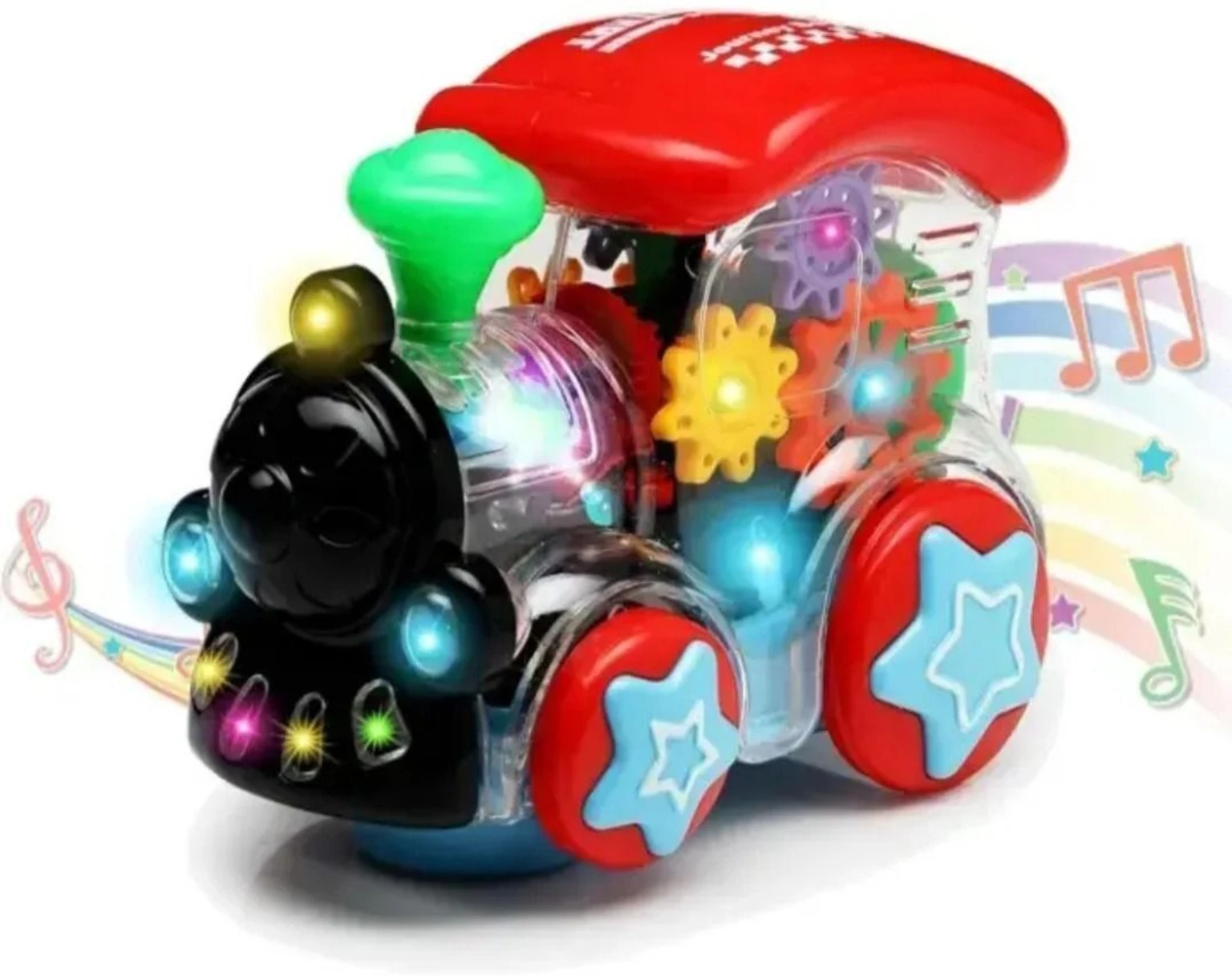 Train Dynamic Music Train Toy with LED Lights, Sound, and Rotating Gears (Multicolor)