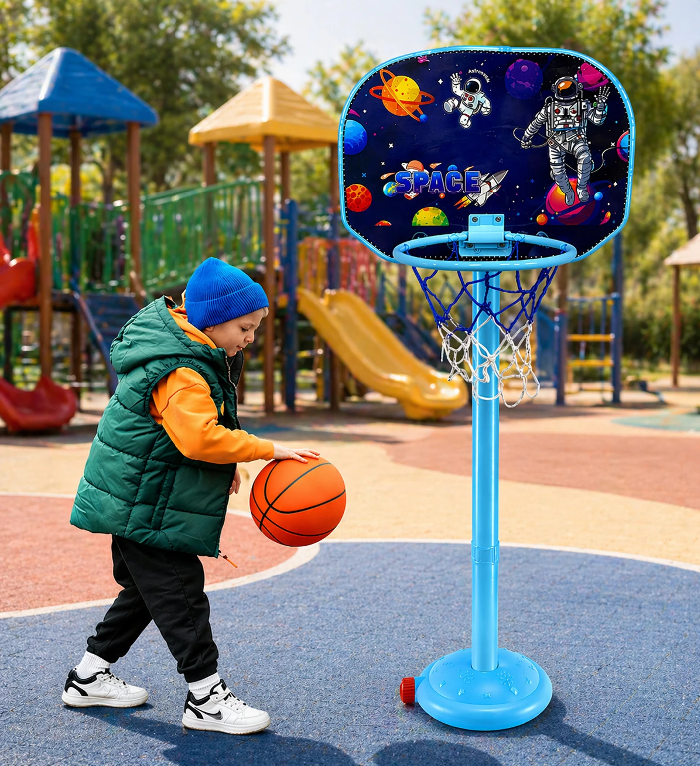Basketballs for Kids, Height Adjustable Kit Indoor & Outdoor Game Basketball Net Basketball