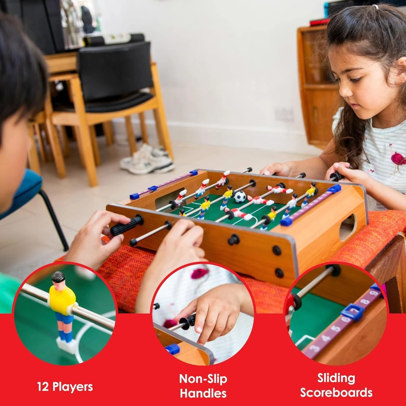 Table Football Game – Wooden Tabletop Soccer Set Pack of 1 Foosball